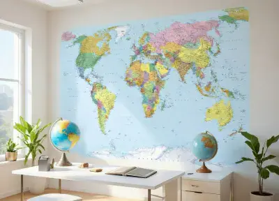 Map of The World wall mural wallpaper