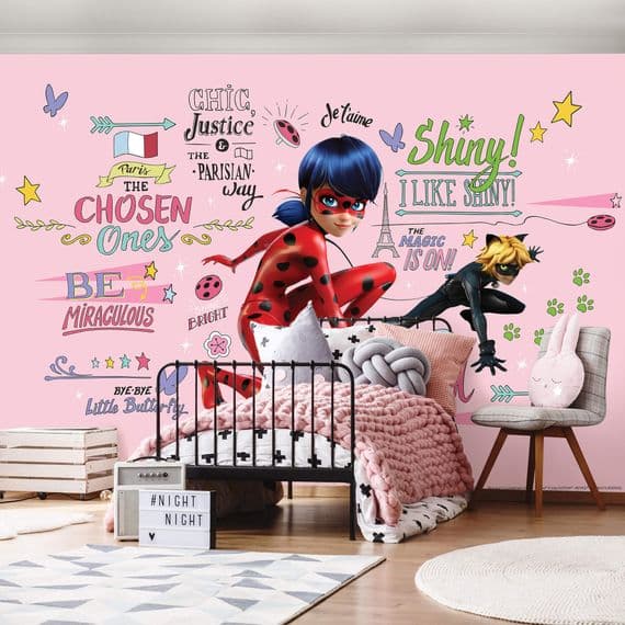 Ladybug & Cat Noir feature wall wallpaper| Homewallmurals.co.uk