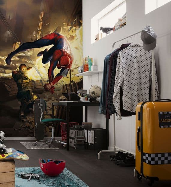 Spider-man themed bedroom wall mural wallpaper | Shop online