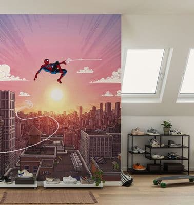 Marvel Spider-Man Swinging Through the Air Photo Wallpaper 200 x 250 cm
