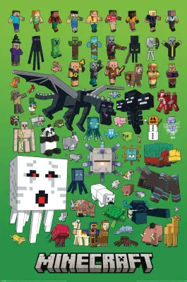 Minecraft Characters Poster 61x91,5cm for Gamers Room