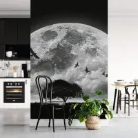Moon and Birds wall mural wallpaper 260 x 384cm