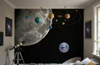 Moon & planet Earth wallpaper mural by Homewallmurals