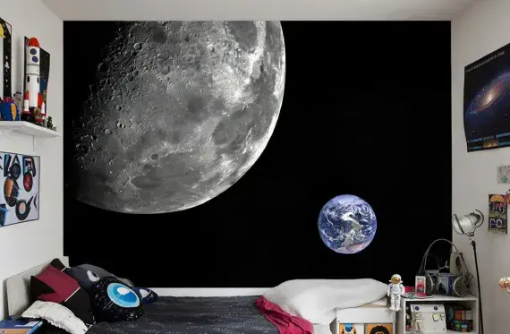 Moon & planet Earth wallpaper mural by Homewallmurals