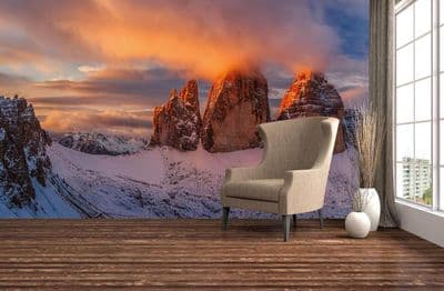 Mountain Peaks In Italy wall mural wallpaper Premium