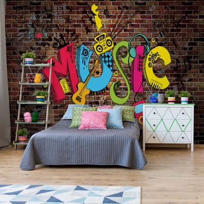 Music Graffiti Non-Woven Photo Wallpaper