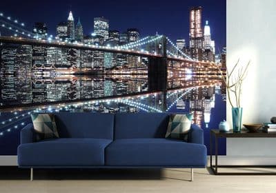 New York Brooklyn Bridge lights wall mural