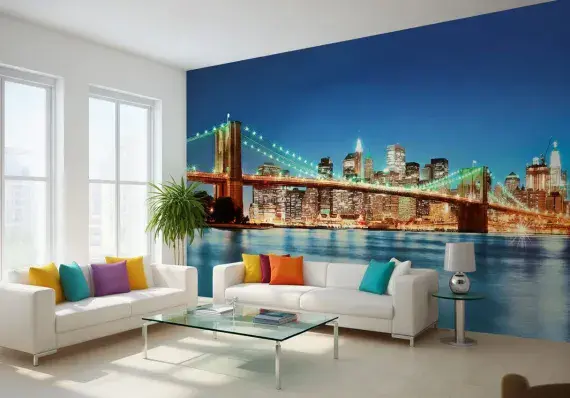 New York Eiffel Tower View Wall Mural – Non-Woven Wallpaper NYC Decor