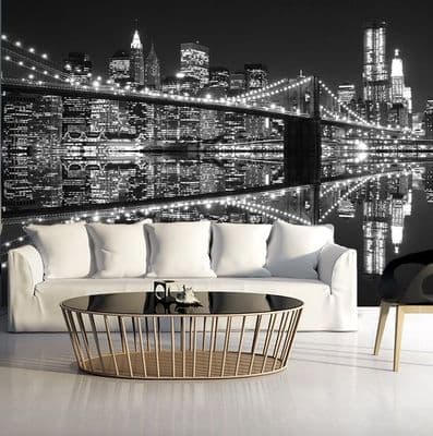 New York Lights Black & White wallpaper wall mural