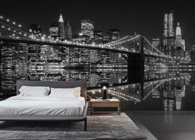 New York Lights Black & White wallpaper wall mural