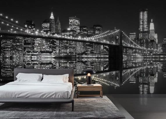 New York Lights Black&White wallpaper murals by Homewallmurals