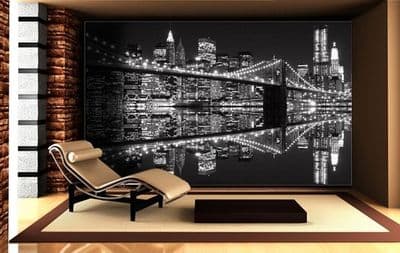 New York Paper Photo Wallpaper Black & White