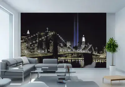 New York Twin Towers Lights Photo Wallpaper Living Room Decor
