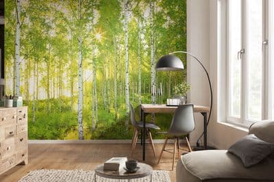 Non-woven Green Summer forest wallpaper