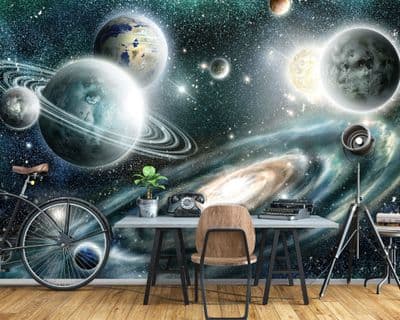 Non-Woven Photo Wallpaper Space Planets Cosmos