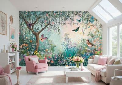 Non-Woven Photo Wallpaper Spring Forest Girl Bedroom 144x100 inch