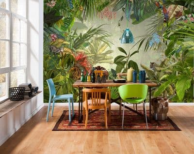 Non woven wallpaper Green Rainforest design