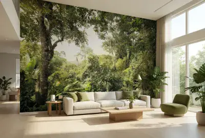 Non woven wallpaper mural Green forest