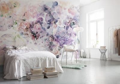 Non-woven wallpaper Pink & Purple flowers