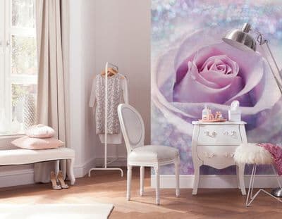 Non-woven wallpaper Pink rose flower