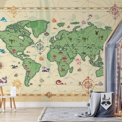 Nursery Paper photo wallpaper Kids map