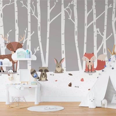 Nursery Photo Wallpaper Kids Bedroom Forest Animals