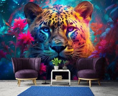Painting Wild Cat Non-Woven Photo Wallpaper
