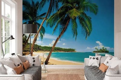 Palmy beach holiday resort wallpaper mural