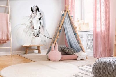 Paper Wall Mural Simply beautiful white horse wallpaper