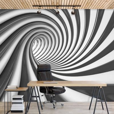 Paper wallpaper mural Black & White tunnel