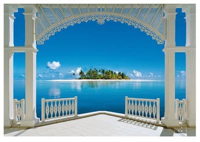 Paper wallpaper mural Tropical Island view from Villa