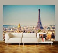 Paris Skyline Wall Mural – Non-Woven Wallpaper | Large Paris Cityscape Decor