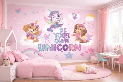Paw Patrol Girly Photo Wallpaper 375x270 cm Unicorn Pups Bedroom