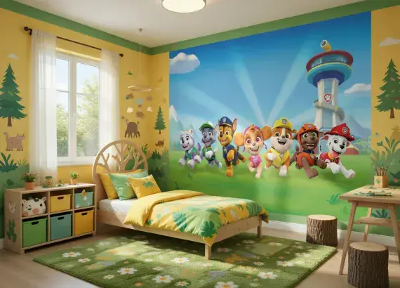 Paw Patrol Kids Bedroom Paper Wallpaper Mural - UK store