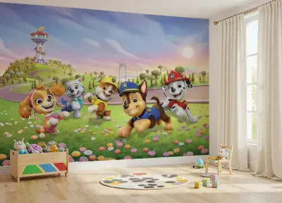 Paw Patrol Pups Photo Wallpaper 375x270 cm Kids Bedroom