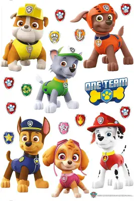 Paw Patrol Wall Stickers Set 65 x 42.5 cm Toddler Bedroom Decals