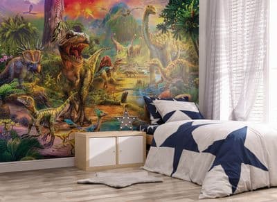 Photo wallpaper Landscape of Dinosaurs Wall Mural