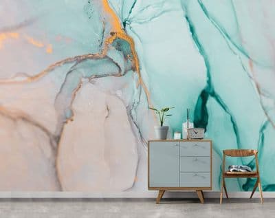 Photo Wallpaper Light Rose Blue Gold Marble Easy to Install