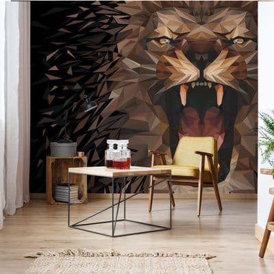 Photo wallpaper Lion Abstract black & brown