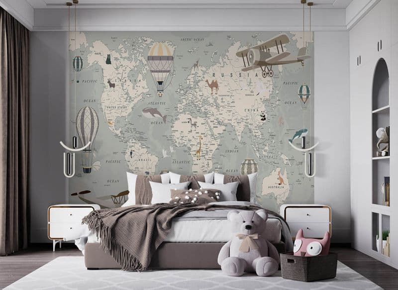 Kids room Adventurer's Map paper wallpapers | Homewallmurals