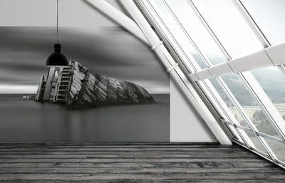 Photo wallpaper Ship Wreck Black and White