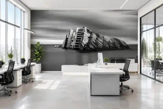 Photo wallpapers Ship Wreck Black and White  | Shop online