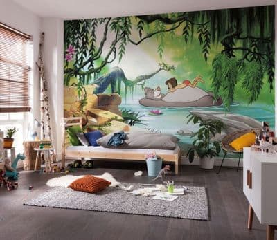Photomural Jungle book swimming with Baloo wallpaper mural