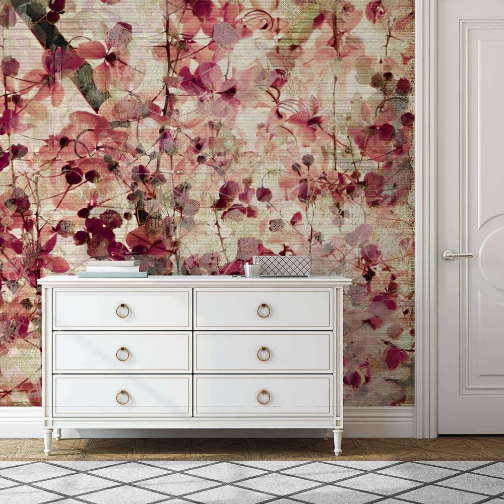 Pink Floral wall mural wallpaper 260 x 384cm UK shop