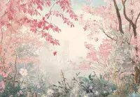 Pink botanical girly bedroom Photo Wallpaper | Buy it online from UK shop