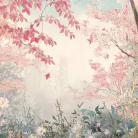 Pink botanical girly bedroom Photo Wallpaper | Buy it online from UK shop