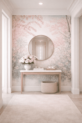 Pink Forest Living Room Photo Wallpaper 312x219 cm