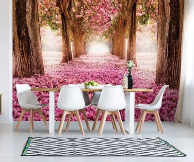 Pink trees Alley wallpaper mural