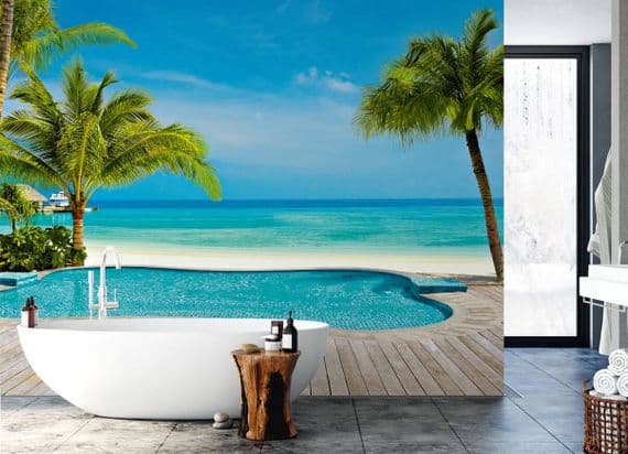 Beach scenery Paper Wall Murals | UK based store