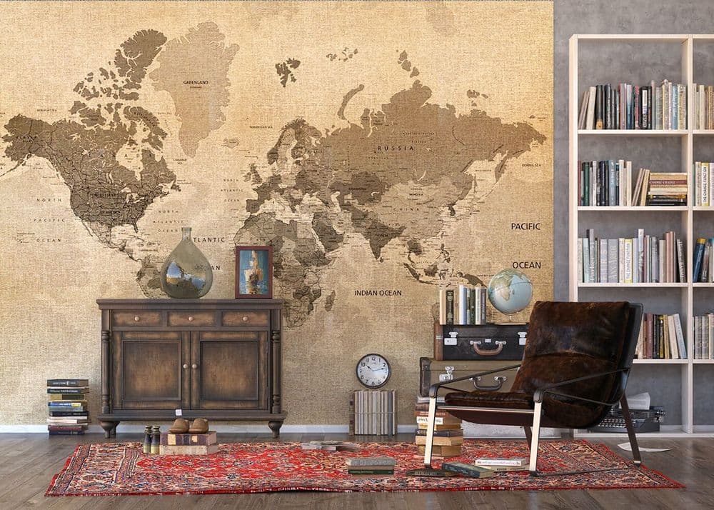 Brown Map Premium wall murals Buy it now